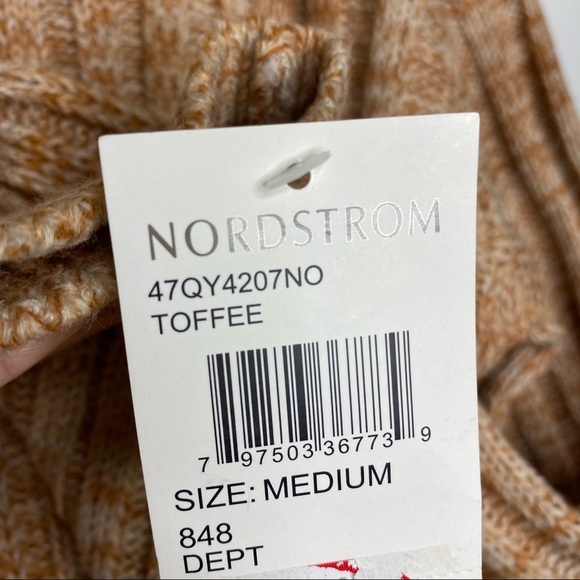 Blank NYC Heather Ribbed Crew Neck Sweater Toffee Brown Cream Size M - Picture 5 of 9